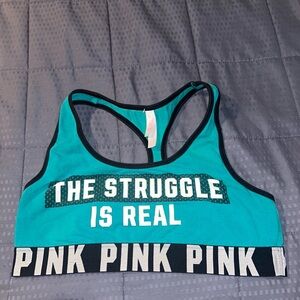 PINK Victoria’s Secret Teal Sports Bra with Black Trim